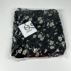 Onam Lightweight Floral Scarf Black & White Scarf Fringe Edges